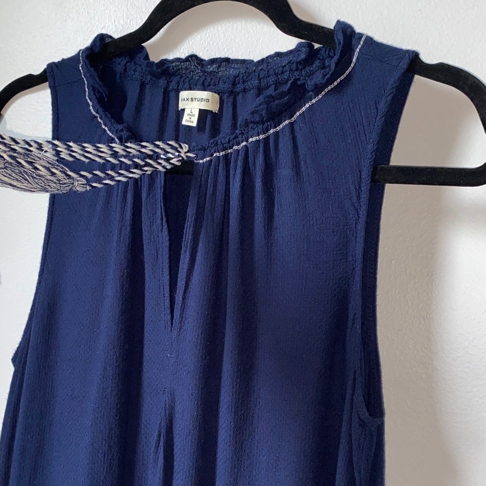 Max Studio Navy Embroidered Sleeveless Blouse - Picture 6 of 10